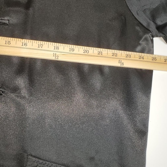 Mens Black Satin Vintage Chinese Tang Jacket (Mandarin Collar) - Picture 8 of 9